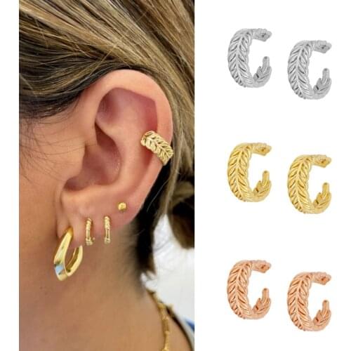 ISUEVA Boho Style Silver Gold Filled Without Piercing Ear Leaf Cuff Earrings For Women Clip On Ear Fashion Jewelry