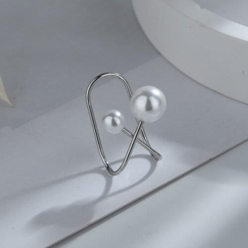 Luckydays Single Cross Clip Earrings For Women Girls Asymmetry Big Small Pearl Ear Cuff Clip Without Piercing Jewerly Earcuff