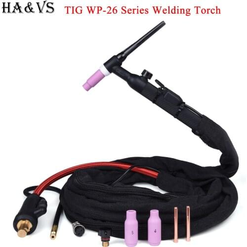 WP26 WP26FV WP26F TIG Welding Torch Gas-Electric Integrated Rubber Red Hose 4M 35-50 Euro Connector 13FT Air Cooled
