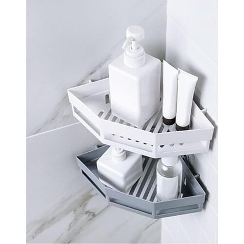 Bathroom Corner Shelves Storage Rack Holder Self Adhesive Wall Mounted Shampoo Shower Basket Kitchen Storage Rack Wall Holder