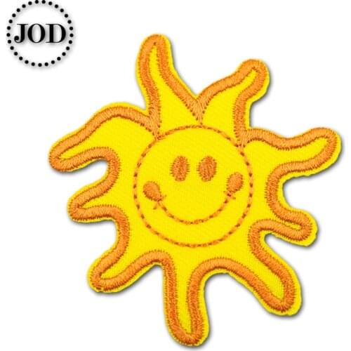 Sun 5x5.5cm Embroidered Patches for Clothing Iron on Clothes Patch Children DIY Sew on Applications Applique Sewing Accessories