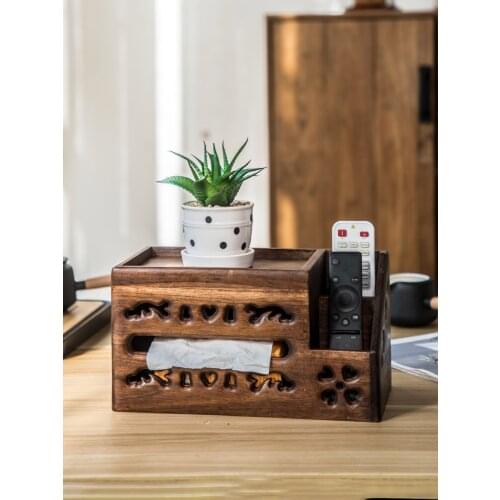NEWYEARNEW Retro Southeast Asia Tissue Box Holder Home Furnishing Decoration Multifunctional Remote Control Storage Rack Gifts