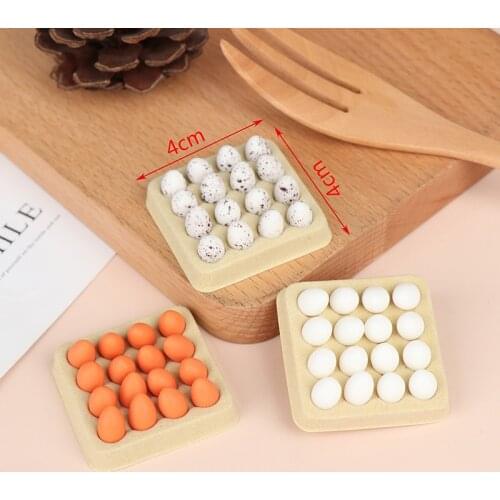 1Set 1:12 Dollhouse Miniature Eggs Kitchen Food Model (Tray+16Pcs Eggs) Kitchen Decor