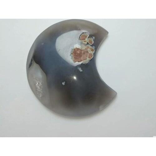 1pc 80-100g High Quality Natural Agate Cave Moon Shape Hand Carved Crystal for Gifts or Decoration random deliverey