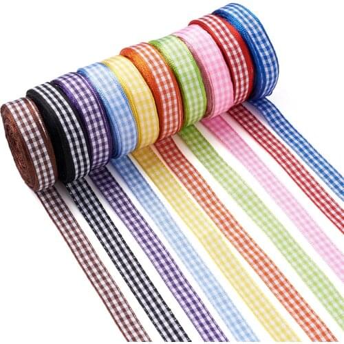 10roll/set Mixed Lattice Polyester Ribbon Bows Christmas Party Jewelry Gift Packaging Decoration 6mm 10mm 16mm