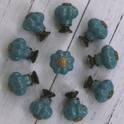 10PCS Vintage Ceramic Knobs and Handles Door Cupboard Drawer Small Pull Knob Handle,Furniture Hardware