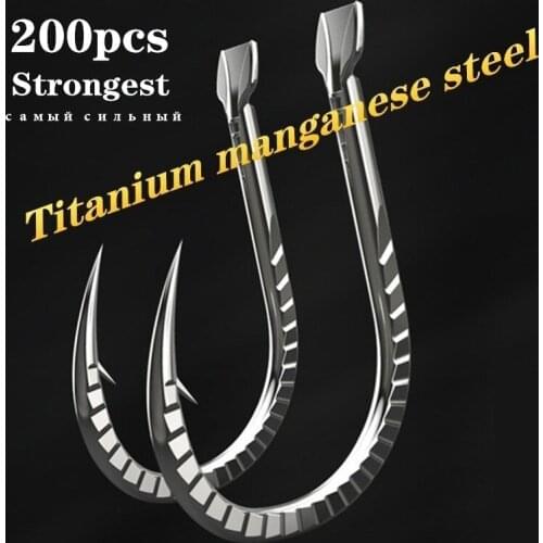 200pcs Fishing Hooks 2019 New Super Powerful Titanium Alloy Japan Fishhooks Carp Needles Saltwater Barbed Barbless Assist hook
