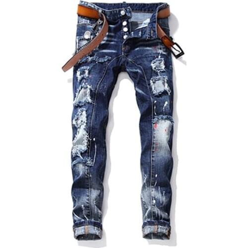 2020 New Men Thin Jeans Fashion Stretchy Skinny Men Causal Pants Jeans