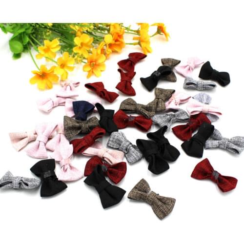 30pcs 25*35mm Small Polyester Cloth Bow Tie Wedding Scrapbooking Embellishment Crafts Handmade DIY Supplies