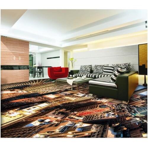 3d wallpaper pvc Overlooking the city view 3D flooring bathroom floor wallpaper Home Decoration waterproof floor