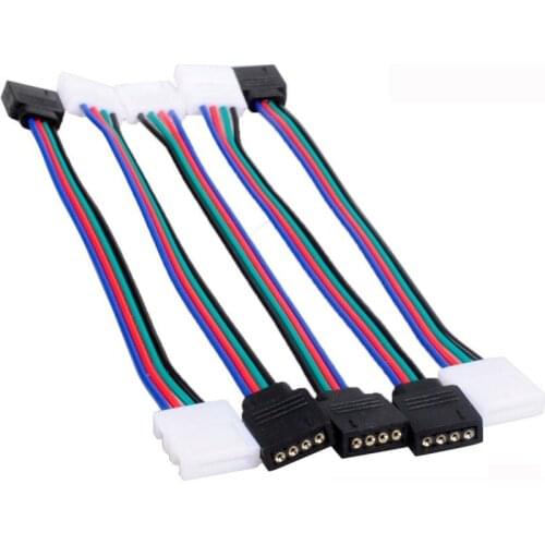 5Pcs RGB LED Strip Light Connectors 10mm 4Pin LED Connector Cable No Soldering PCB Board Wire to 4 Pin Female Adapter