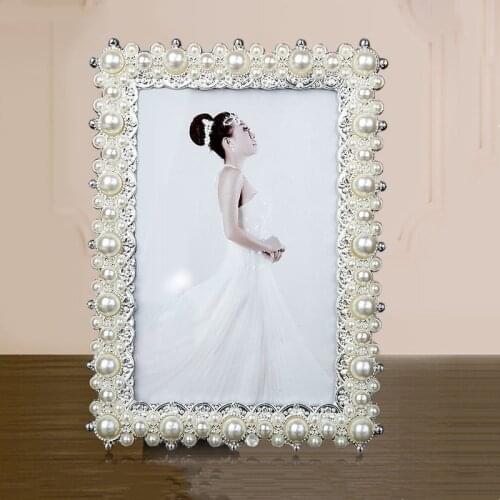 7 Inch Modern Metal Photo Frame With Pearl Living Room Ornaments