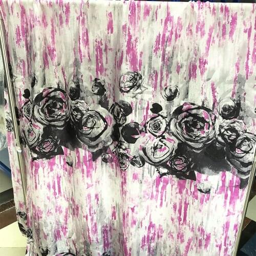 Abstract rose flower positioning printing silk electric spinning silk fabric female skirt clothing fabric