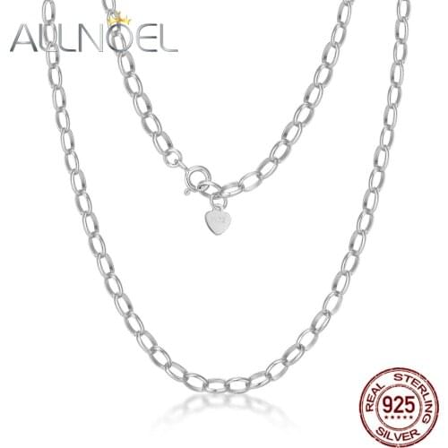 ALLNOEL 925 Sterling Silver O Shape Cross Chain with Round Clasp Bulk Link Chain for Pendant 450mm 2020 New Design