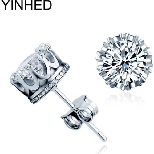 Shinny 6*6mm Hearts and Arrows CZ Diamant Earrings Real 925 Sterling Silver Jewelry Zircon Stud Earrings for Women and Men ZE021