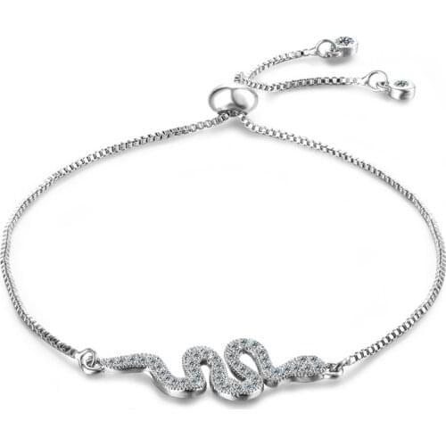 2020 Snake-shaped Copper Bracelet Jewelry Micro-set Cubic Zirconia Charm Bracelet Snake Bracelet Adjustable Size Woman Gift