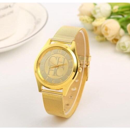 Branded Womens watches Luxury watch Stainless steel Mesh belt Gold dial Clock Calendar Quartz Watches Relogio Feminino 2021 New