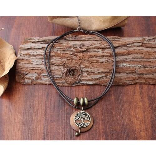 Women Men Retro Wooden Pendants Accessories