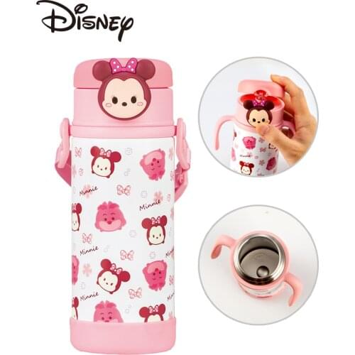 Disney children 316 stainless steel thermos cup with straws handle portable water bottle for kindergarten boys and girls