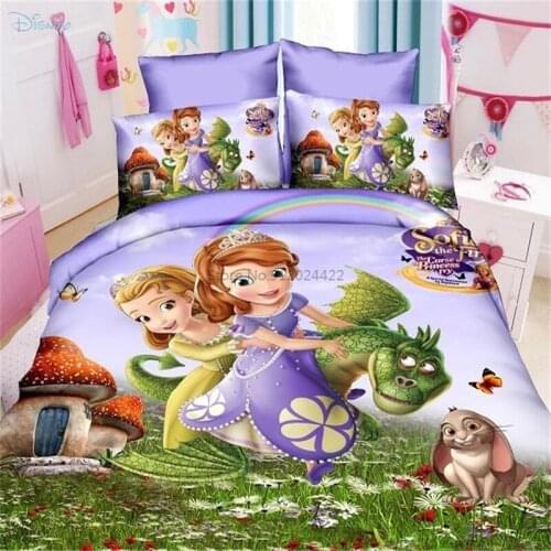 Disney Sofia The First Printed Bedding Set Popular Kids Girls Cartoon Bed Linen Set Twin Full Bedclothes for Bed Cover Kids Gift