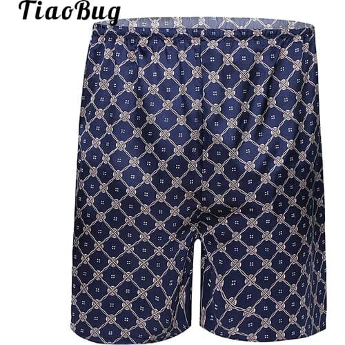Dragon Geometric Printed Men Satin Boxers Shorts Pajama Sleep Bottoms Shorts Sleepwear Summer Casual Loungewear Hombre Beachwear
