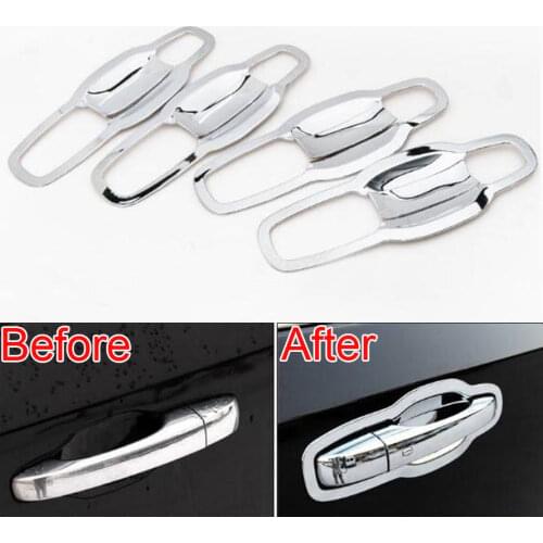 Chromium ABS Door Handle Bowl Cover Trim Exterior Car Styling Sticker Anti-collision Protector For Jeep Grand Cherokee 2011-2016