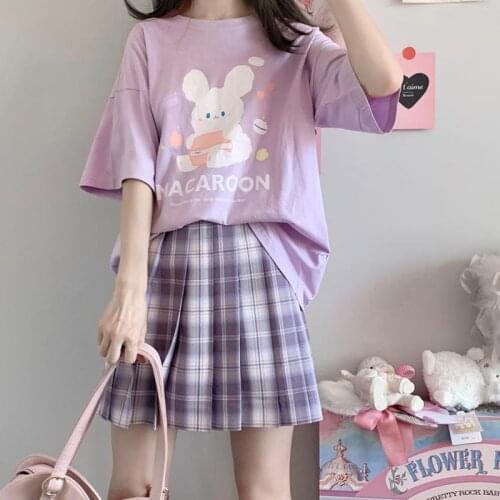 Summer Womens T-Shirt Harajuku Girl T-Shirt Japanese Anime Style T-Shirt Loose Cotton T-Shirt Oversized Womens Tops