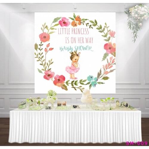 A Little Princess Is On Her Way Baby Shower Backdrop Floral Frame Pastel Girl Babyshower Background Cake Table Photo Background