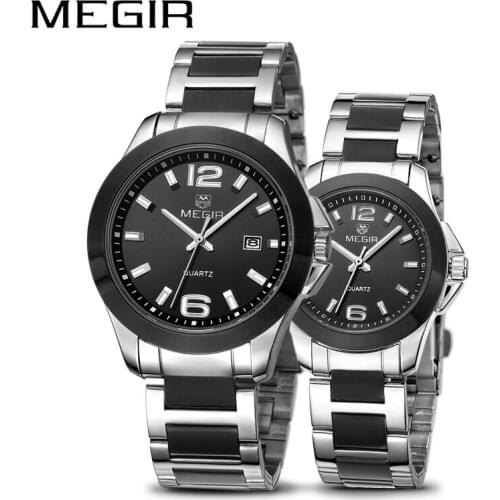 MEGIR Official Men Watch Stainless Steel Band Business Quartz Watches Clock Man Relogio Masculino Reloj Hombre Wristwatch Set