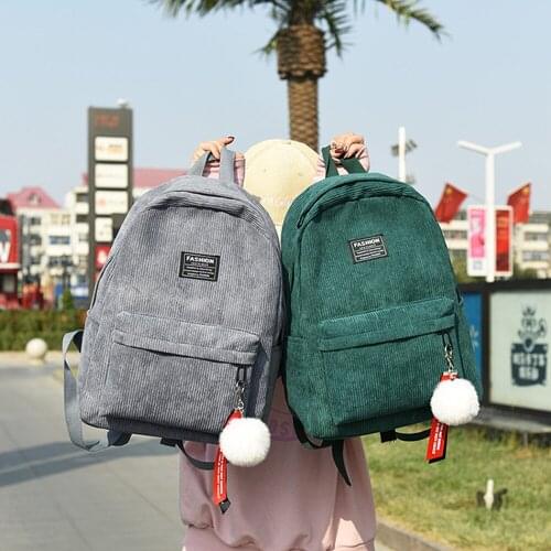 Fashion Women Mini Backpacks Corduroy Solid Color Campus Style School Bags Large Capacity Leisure Backbags Rucksacks