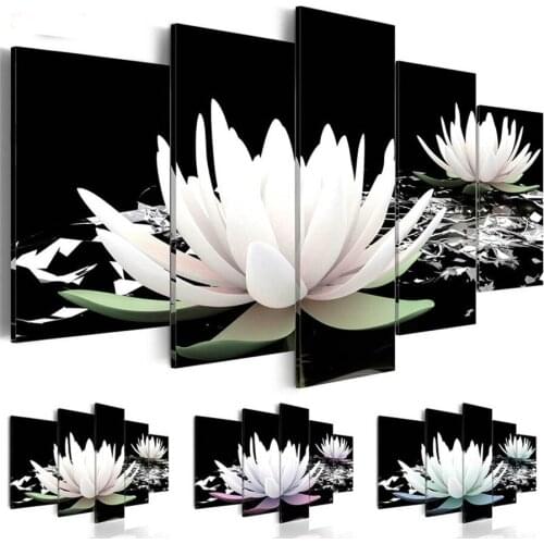 Mosaic rhinestone painting Full square/round drills diamond painting"white Lotus flower"5pcs pattern 5d diamond Multi-pictures