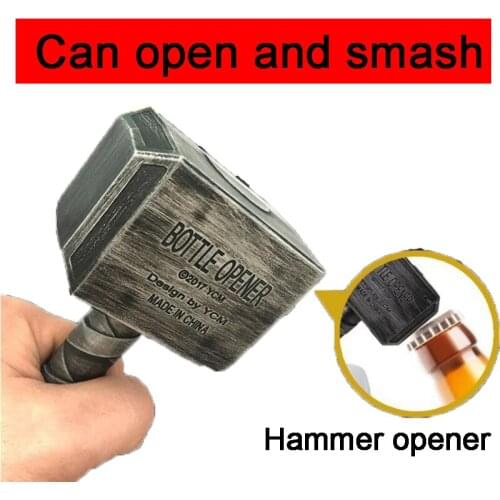 Creative Retro Beer Bottle Openers Multifunction Hammer Of Thor Shaped Beer Corkscrew Long Handle Beer Bottle Opener With Magnet