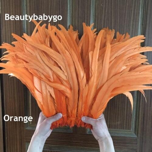 Wholesale 100PCS 30-35CM Natural orange Rooster tail Feathers For Decoration Craft Feather Christma Diy chicken Feather