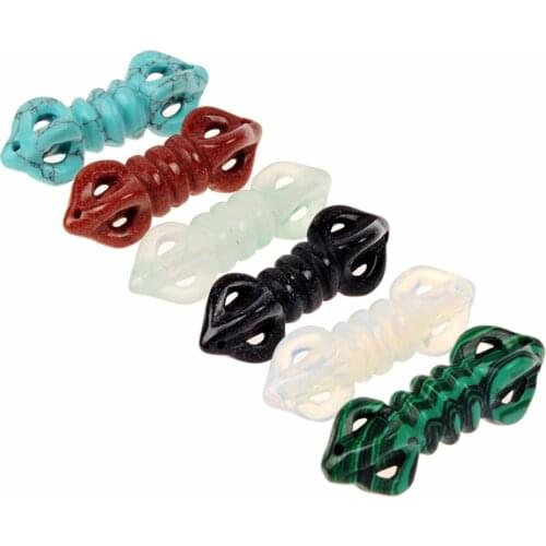 Druzy Tibetan Mix RandomTiger Eye Malachite Pendant Connector Dorje Phurba Buddhist Vajra Drojer Buddhism Old Ritual Meditation