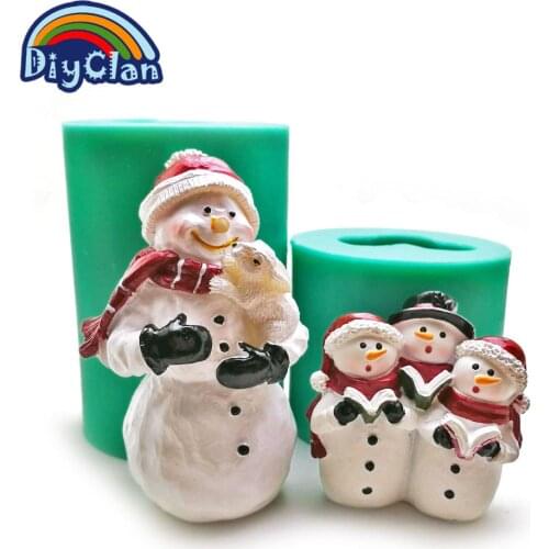 Christmas Snow Man Silicone Molds For Snow Man Cake Rectangle Chocolate Mold Biscuit Levulose Santa Winte Soap Form Gift