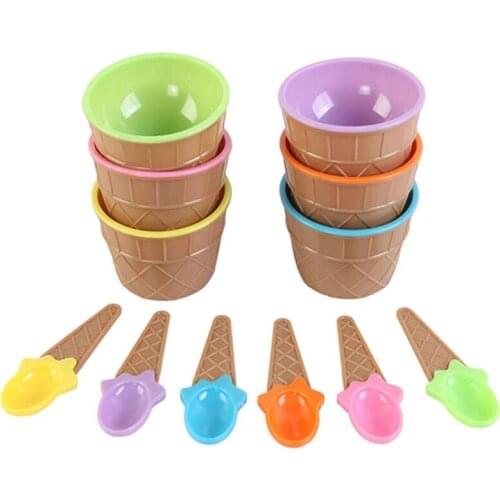 Six Colors / Set of Ice Cream Bowls with a Spoon Is a Wonderful Gift for Children Dessert Ice Cream Bowls Ice Cream Cup
