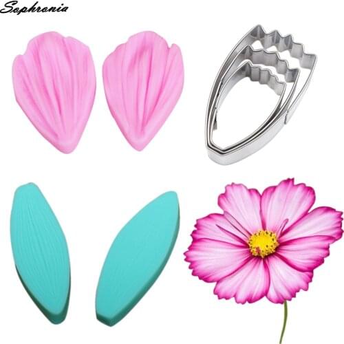 Daisy Petal Veiner &Cutter Silicone Mold Fondant Mould Cake Decorating Tools Chocolate Gumpaste,Sugarcraft Mold CS179