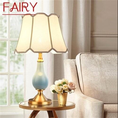 FAIRY Ceramic Table Lamps Brass Modern Luxury Fabric Desk Light Home Decorative for Living Room Dining Room Bedroom