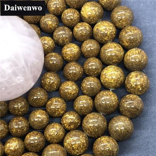 Flash Gold Sand Beads 6-12mm Round Natural Loose Stone Diy for Bracelet Jewelry