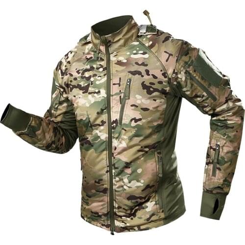Military Tactical Jacket Windbreaker Camouflage Hooded Fleece Coat Multicam Army Waterproof Soft Shell Hoodies Hunting Clothes