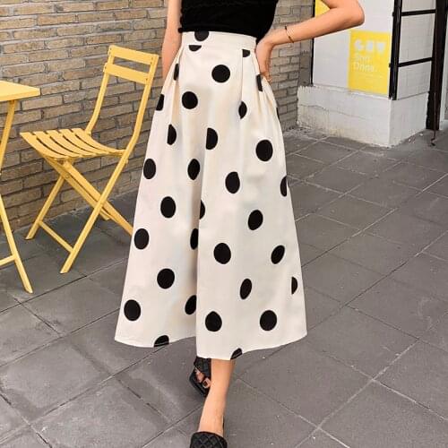 Polka Dot Skirt High Waist Slim Mid Length Skirt Summer Umbrella Skirt Fashion Saia Midi Jupe Femme Clothes For Women