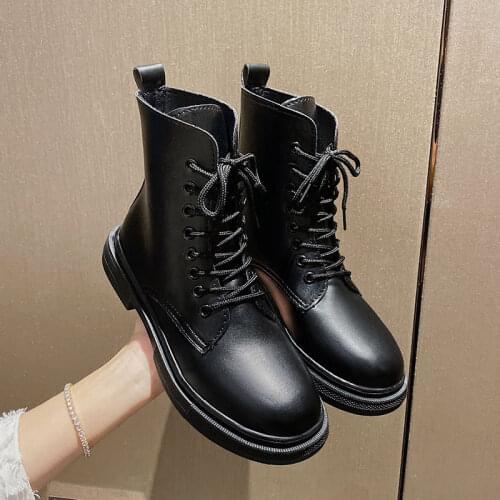 Shoes Woman 2021 New Boots Womens Wind Students Korean-Style Fleece-Lined Short Boots-Style Low Heel Monitor Luxury Fashion