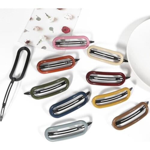 2019 New Fashion Geometric Waterdrop Shape Hair Clips Acrylic Gold Color Vintage Ellipse Hairpins for Women Hair Accessories