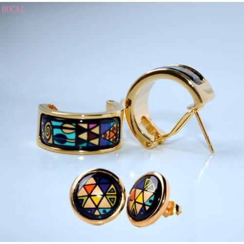 Womens Cloisonne Enamel Earrings for women 2020 new fashion jewelry Geometric fantasy style Cloisonne Earrings