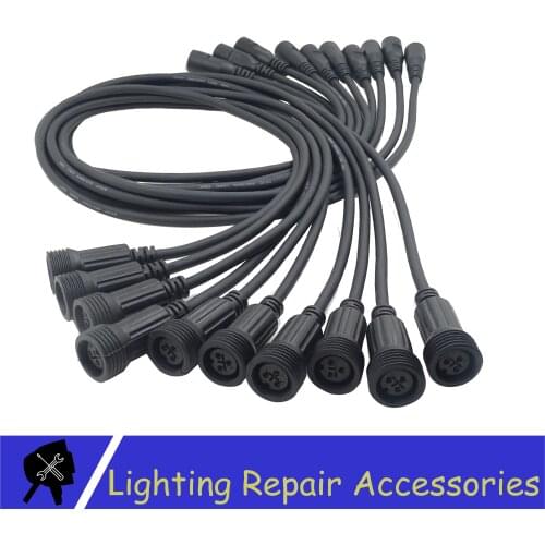 10pcs/lot Waterproof 3 Pin DMX Extension Cable 1M/2M/3M/5M/10M Used For Connecting Outdoor Led Par And DMX Controller