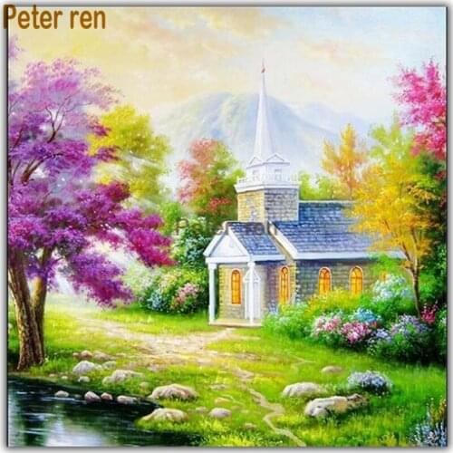 Peter ren Diamond Painting Cross Stitch Crafts villa Full Square/Round drill Diamond Embroidery Pond tree house Diy Mosaic decor