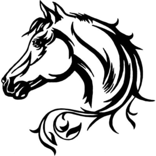 Horse Head Car Decal Vinyl Animal Car Stickers Waterproof Black Silver AL555
