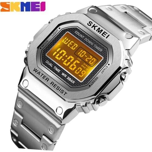 Relogio skmei 1456 Men Digital Watch Stainless Steel Chronograph Countdown Wristwatch Shock LED Sprot Watch skmei montre homm