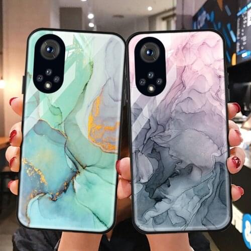 Marble Stone Case For Huawei Honor 50 Pro Case Tempered Glass Case Honor 9 10 10X Lite 10i 20 Pro 8A 8X 9A 50Pro Bumper PC Coque