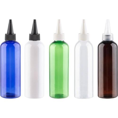 200ml Colored Empty Plastic Bottles With Pointed Mouth Cap Jam Flavour Container DIY PET Bottles Cosmrtics Packaging 30pcs / lot
